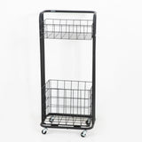 NattyDot 2-Tier Rolling Storage Cart Serving Trolleys Fruit Vegetable Storage Basket Metal Trolley Utility Cart for Kitchen Living Room Bathroom Laundry Room