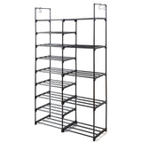 NattyDot 9 Tiers Black Shoe Rack Shoe Organizer 30-35 Pairs Shoe Tower Unit Shelf Durable Metal Pipes with Plastic Connectors Stackable shoe Cabinet, xie123