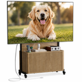 Rolling TV Stand with Mount  Fluted Cabinet Entertainment Center