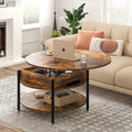 Wynny Round Lift-Top Wood Coffee Table with Storage