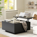 32" W Lift-Top Manufactured Wood Square Coffee Table with Block Base and Storage