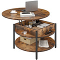 Wynny Round Lift-Top Wood Coffee Table with Storage