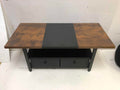 Wynny Farmhouse Wood Coffee Table, Small Cocktail Table with 2 Drawers