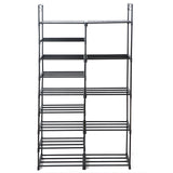 NattyDot 9 Tiers Black Shoe Rack Shoe Organizer 30-35 Pairs Shoe Tower Unit Shelf Durable Metal Pipes with Plastic Connectors Stackable shoe Cabinet, xie123