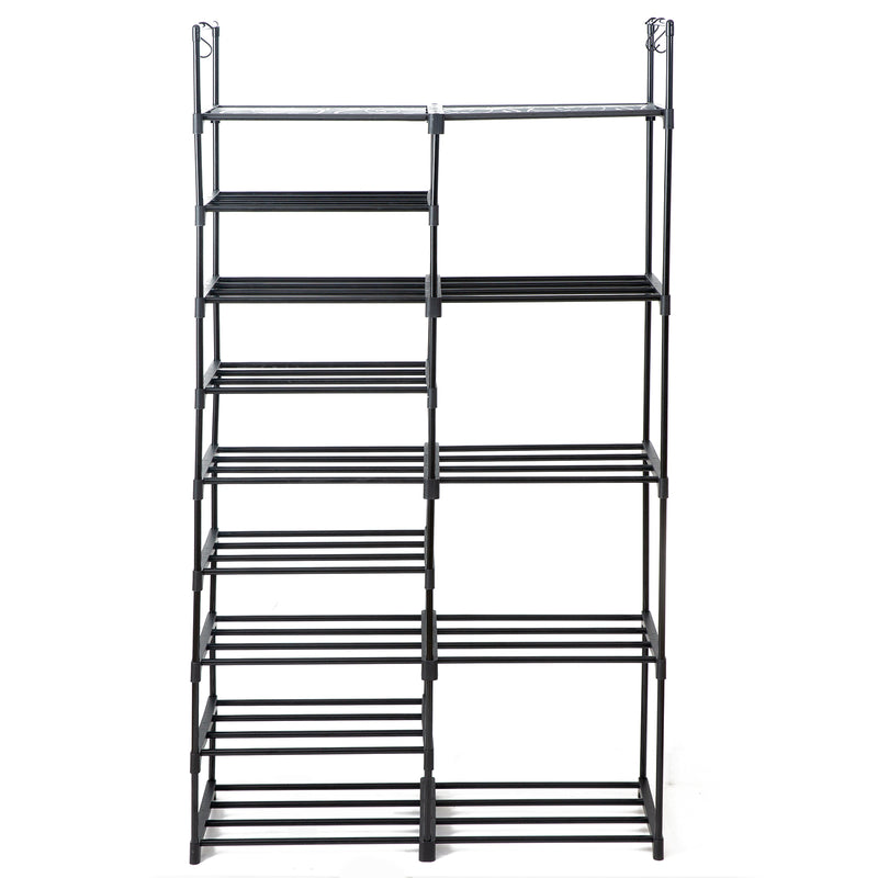 NattyDot 9 Tiers Black Shoe Rack Shoe Organizer 30-35 Pairs Shoe Tower Unit Shelf Durable Metal Pipes with Plastic Connectors Stackable shoe Cabinet, xie123