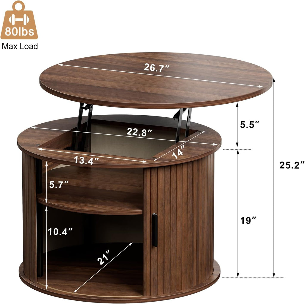 Round Coffee Table with Lift Top Storage