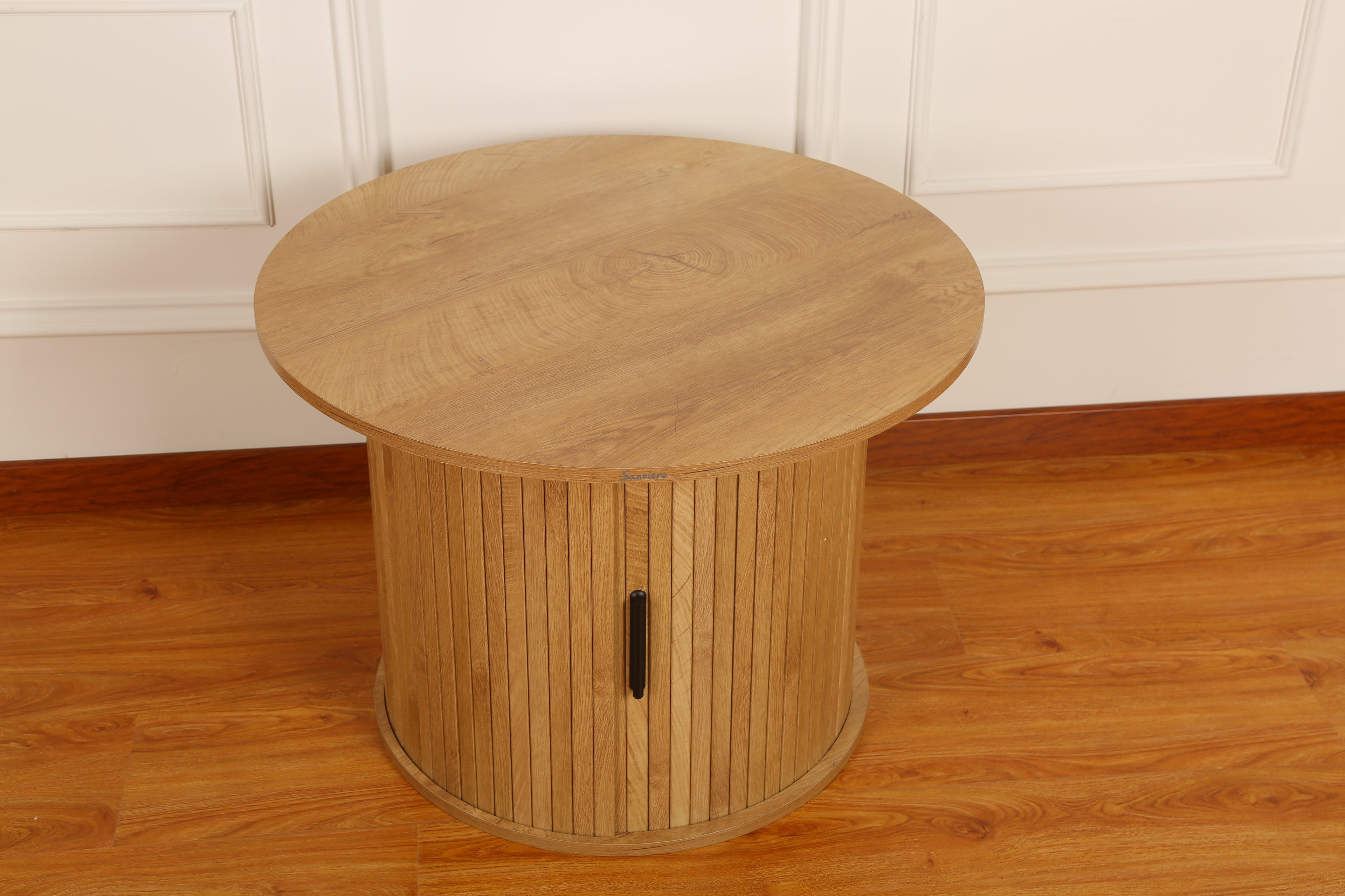 Sanviero Modern Round Wooden Coffee Table with Storage