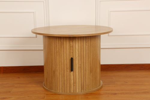 FABATO Modern Round Wooden Coffee Table with Storage