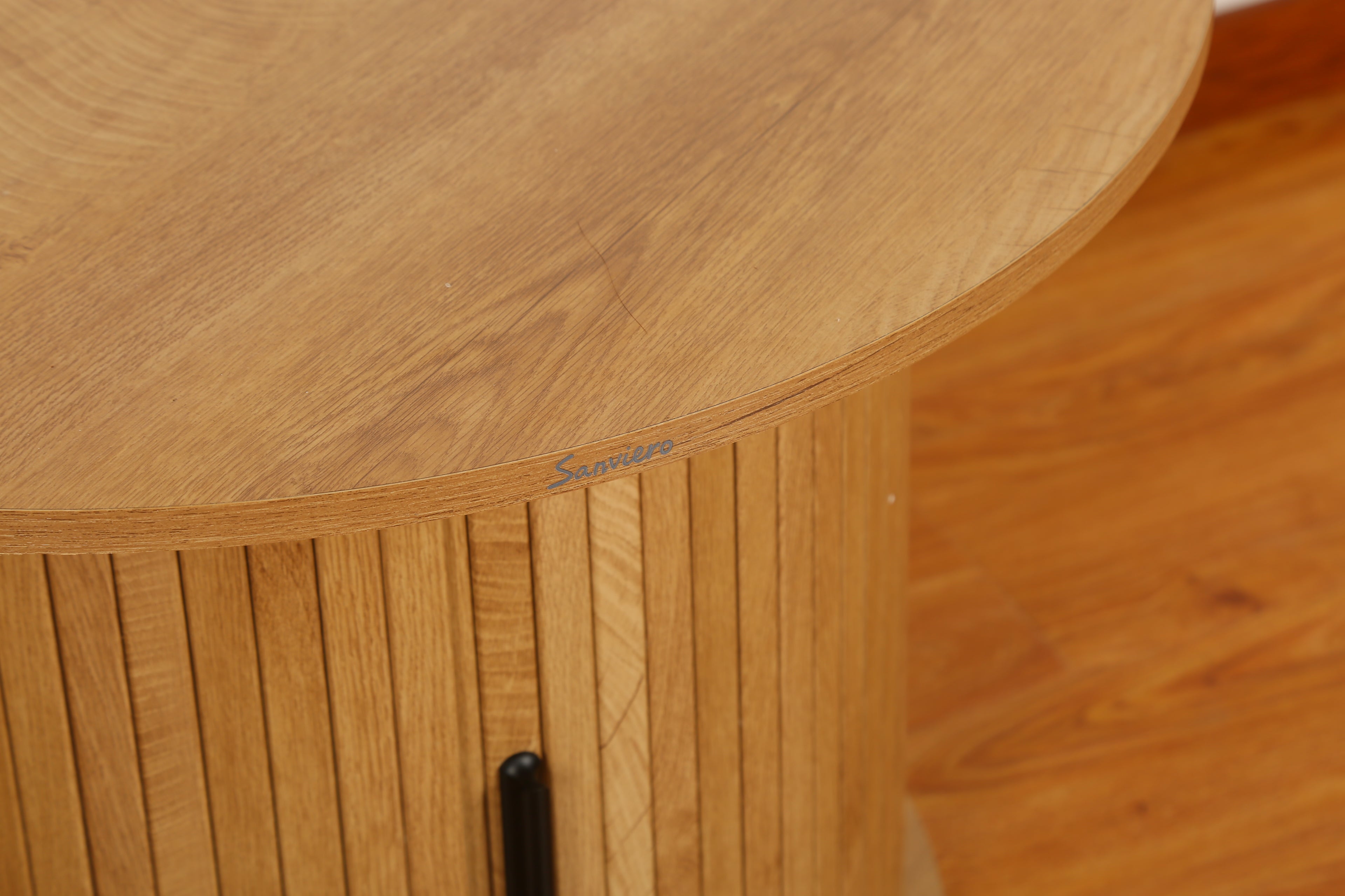 Sanviero Modern Round Wooden Coffee Table with Storage