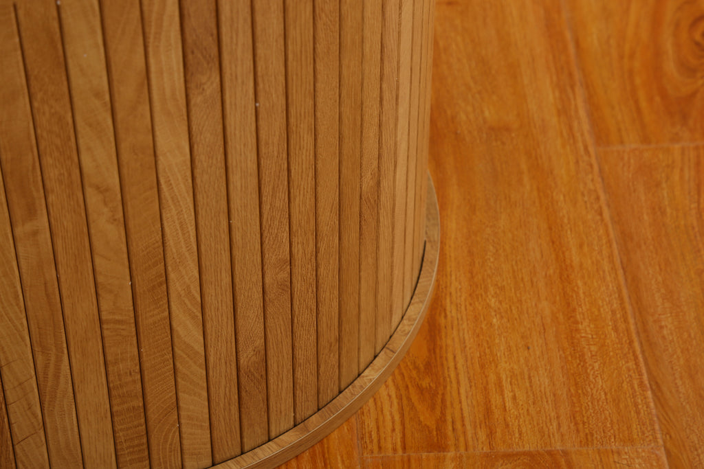 FABATO Modern Round Wooden Coffee Table with Storage