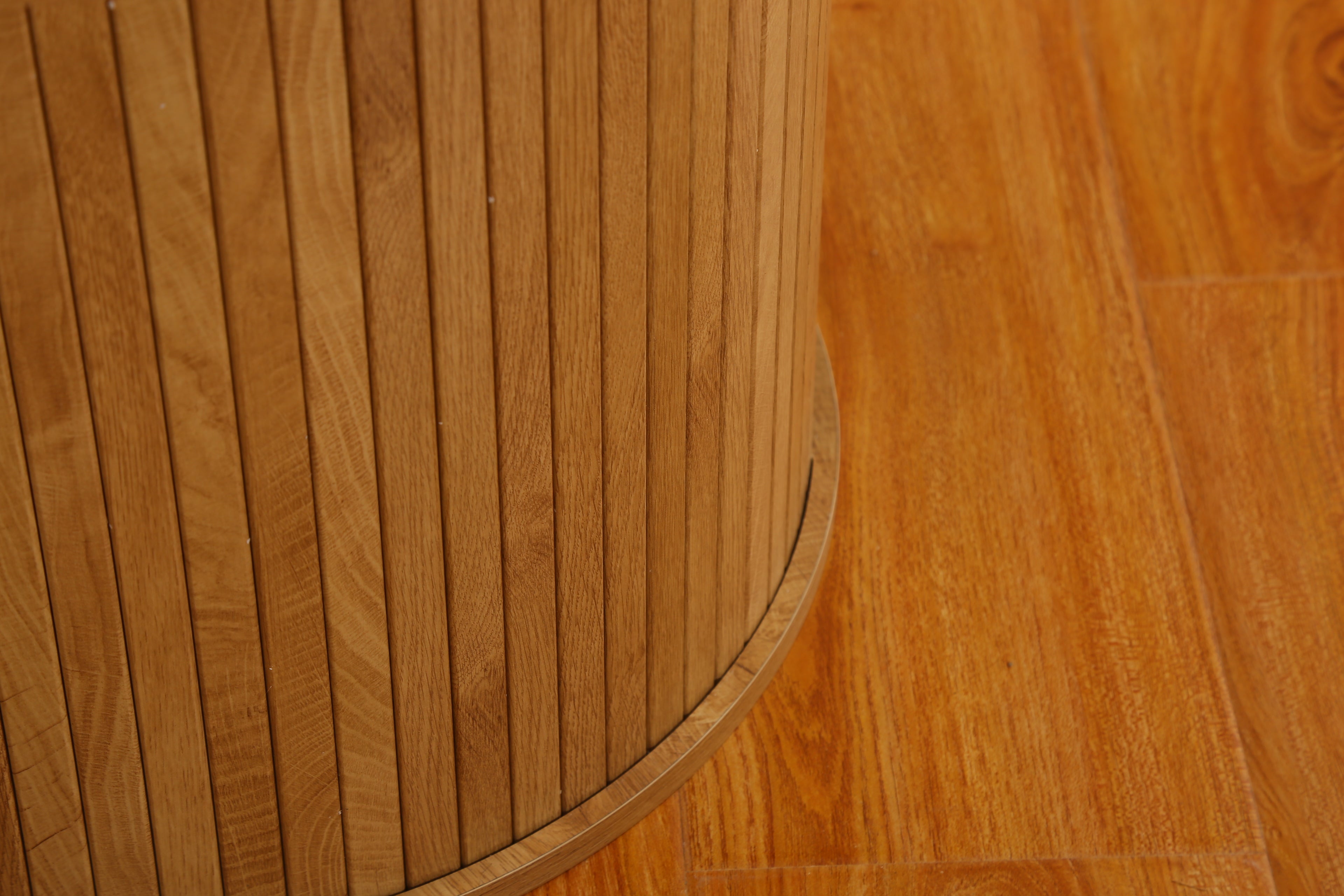 FABATO Modern Round Wooden Coffee Table with Storage