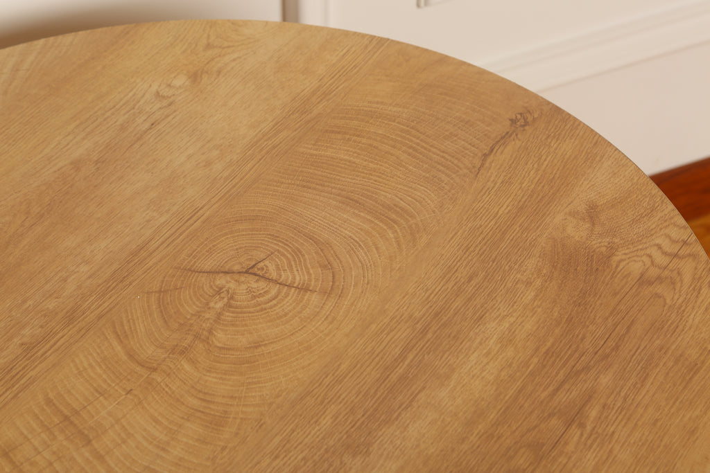FABATO Modern Round Wooden Coffee Table with Storage