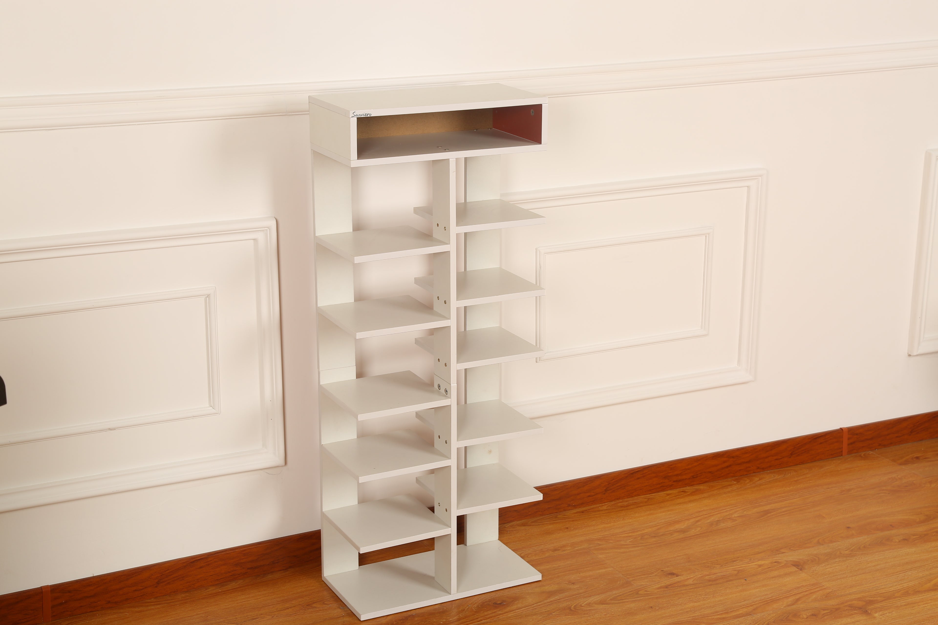 Sanviero White Multi -Bookshelves tiered Display Shelf for Organizing and Decorating