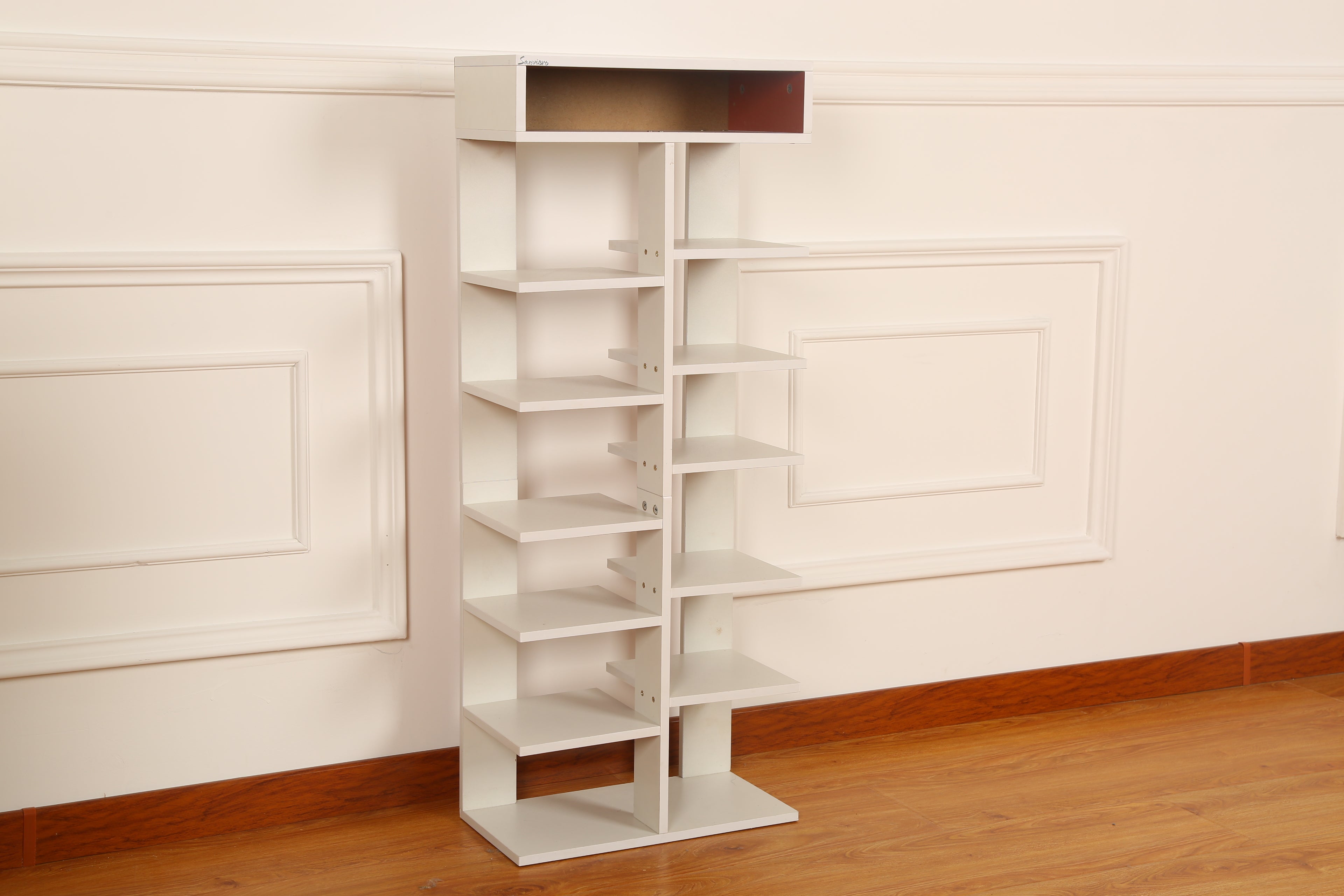 FABATO White Multi -Bookshelves tiered Display Shelf for Organizing and Decorating