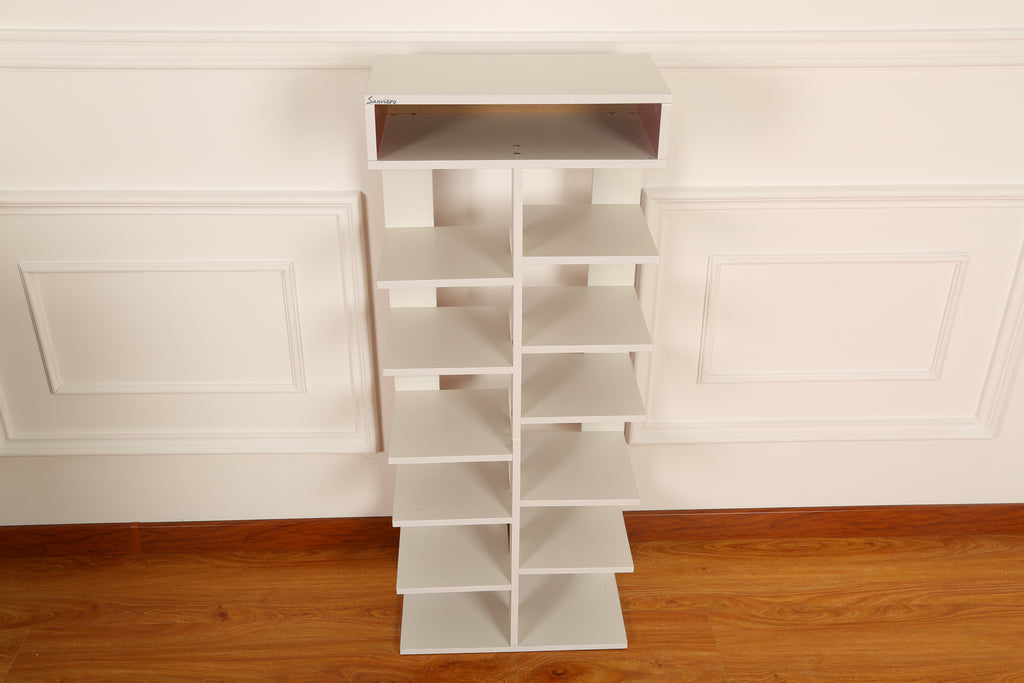 FABATO White Multi -Bookshelves tiered Display Shelf for Organizing and Decorating