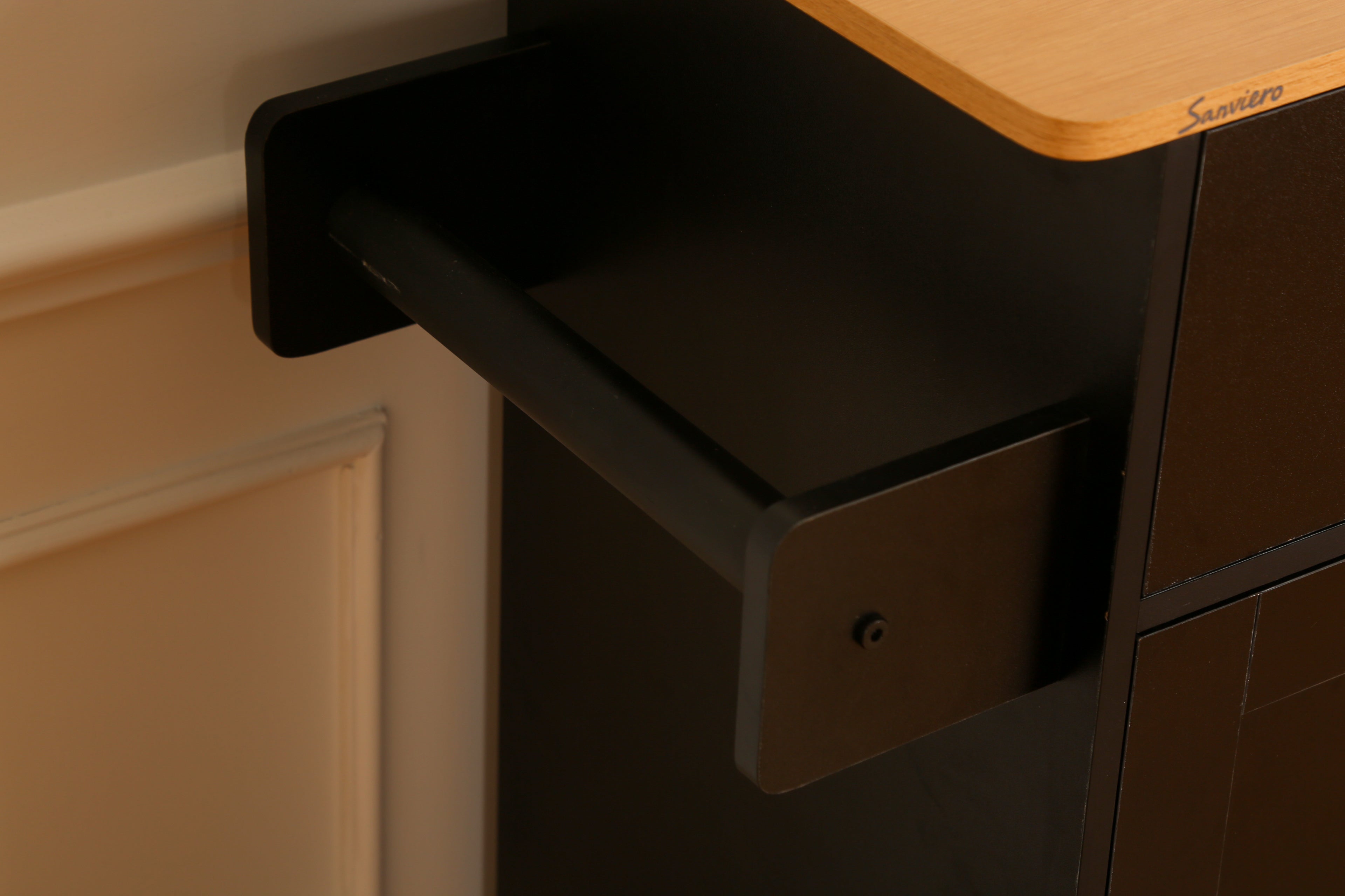 Sanviero Black Rolling Storage Cabinet with Drawer and Cabinet Doors