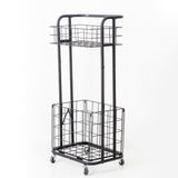 NattyDot 2-Tier Rolling Storage Cart Serving Trolleys Fruit Vegetable Storage Basket Metal Trolley Utility Cart for Kitchen Living Room Bathroom Laundry Room