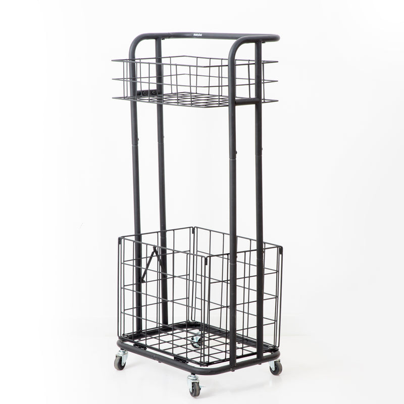 NattyDot 2-Tier Rolling Storage Cart Serving Trolleys Fruit Vegetable Storage Basket Metal Trolley Utility Cart for Kitchen Living Room Bathroom Laundry Room