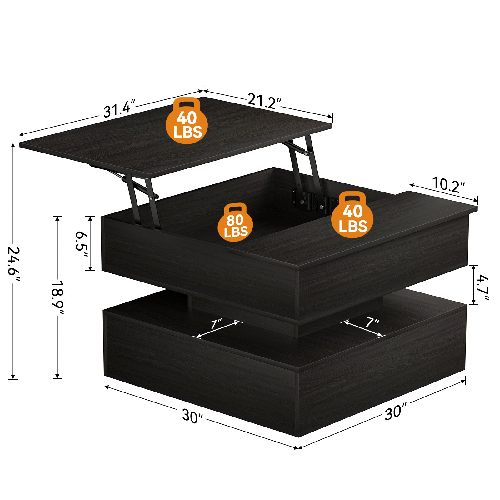 Lift Top Coffee Table With Storage And Hidden Compartment, Wood Square Coffee Table For Living Room,31.5'' Small Center Table With Open Display Shelf For Dining Reception Room