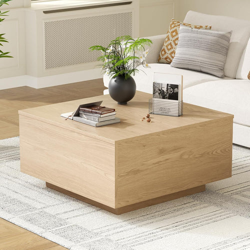FABATO Lift Top Coffee Table,Wood Square Coffee Table with Storage