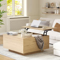 FABATO Lift Top Coffee Table,Wood Square Coffee Table with Storage