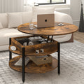 Wynny Round Lift-Top Wood Coffee Table with Storage