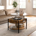 Wynny Round Lift-Top Wood Coffee Table with Storage