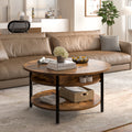 Wynny Round Lift-Top Wood Coffee Table with Storage