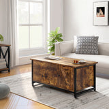 FABATO Lift Top Coffee Table With Storage Drawer Hidden Compartment Cabinet For Living Room Folding Wood End Table Rustic Brown