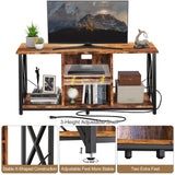 FABATO 47“ /55"L TV Stand Table for TV Up to 55/65 inch with Power Outlet Shelf Storage Entertainment Center Table for Small Living Room Entertainment Room Rustic Brown